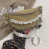 Chain Waist Bag Solid Color Western Style Crossbody Bag for Women