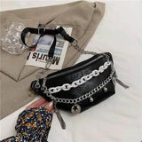Chain Waist Bag Solid Color Western Style Crossbody Bag for Women