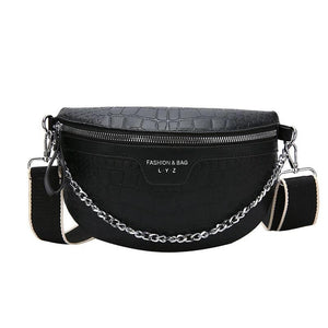 Stone Pattern Leather Chain Waist Bags Women Chest Bag Crossbody Bags