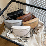 Stone Pattern Leather Chain Waist Bags Women Chest Bag Crossbody Bags