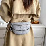 Stone Pattern Leather Chain Waist Bags Women Chest Bag Crossbody Bags
