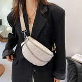 Stone Pattern Leather Chain Waist Bags Women Chest Bag Crossbody Bags