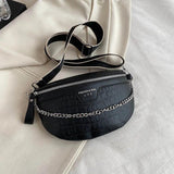 Stone Pattern Leather Chain Waist Bags Women Chest Bag Crossbody Bags