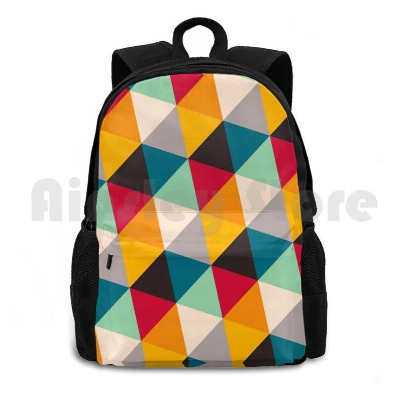 Multicolor Outdoor Hiking Backpack Geometric Pattern
