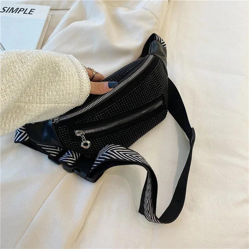 Rhinestones Waist Bag For Women, Belt Bags, Shoulder Chest Bags