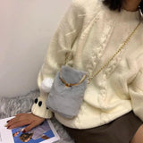 Autumn Furry Messenger Shoulder Bag Plush Handbag Thick Strap Female Phone Purse