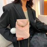 Autumn Furry Messenger Shoulder Bag Plush Handbag Thick Strap Female Phone Purse