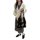 Plush Shoulder Bag Warm Cloth Handbag Soft Canvas Tote Large Capacity