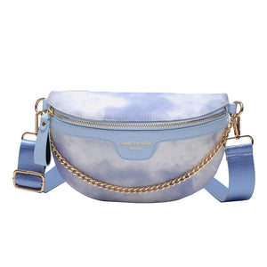 Women Chain Waist Bag PU Leather Fanny Pack Waist Belt Bag for Women