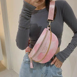 Women Chain Waist Bag PU Leather Fanny Pack Waist Belt Bag for Women