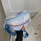 Women Chain Waist Bag PU Leather Fanny Pack Waist Belt Bag for Women
