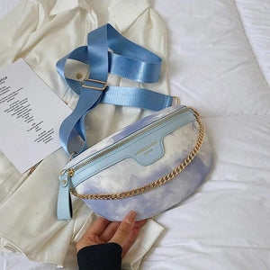 Women Chain Waist Bag PU Leather Fanny Pack Waist Belt Bag for Women