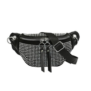 Diamond Leather Female Belt Bag Ladies Fanny pack Hip pack Woman Shoulder Crossb