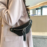 Diamond Leather Female Belt Bag Ladies Fanny pack Hip pack Woman Shoulder Crossb