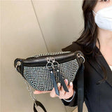 Diamond Leather Female Belt Bag Ladies Fanny pack Hip pack Woman Shoulder Crossb
