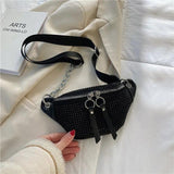 Diamond Leather Female Belt Bag Ladies Fanny pack Hip pack Woman Shoulder Crossb