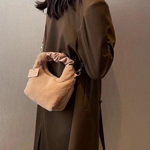 Foufurieux Plush Faux Fur Mini Shoulder Bag Soft Cross-body Autumn Handbag