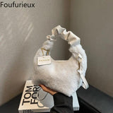 Foufurieux Plush Faux Fur Mini Shoulder Bag Soft Cross-body Autumn Handbag