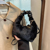 Foufurieux Plush Faux Fur Mini Shoulder Bag Soft Cross-body Autumn Handbag