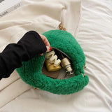 Soft Warm Plush Chain Shoulder Crossbody Bags Women's Tote Bag