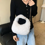 Soft Warm Plush Chain Shoulder Crossbody Bags Women's Tote Bag