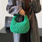 Soft Warm Plush Chain Shoulder Crossbody Bags Women's Tote Bag