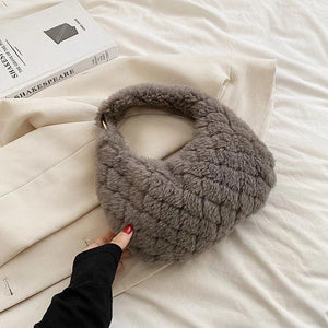 Soft Warm Plush Chain Shoulder Crossbody Bags Women's Tote Bag