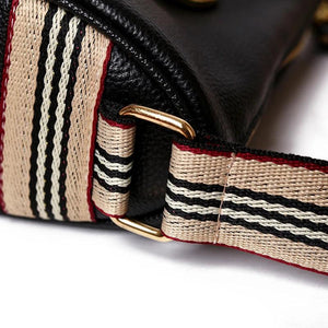 Women Leather Handbags with Rotating Metal Lock Shoulder Bags