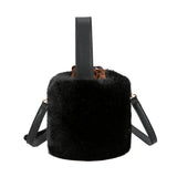 Soft Hairy Bucket Bag Single Shoulder Messenger Handbag