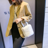 Soft Hairy Bucket Bag Single Shoulder Messenger Handbag