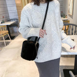 Soft Hairy Bucket Bag Single Shoulder Messenger Handbag