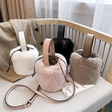 Soft Hairy Bucket Bag Single Shoulder Messenger Handbag