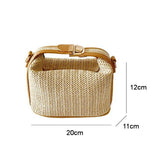 Straw Crossbody Bucket Bag Lock Handle Shoulder Beach Bag
