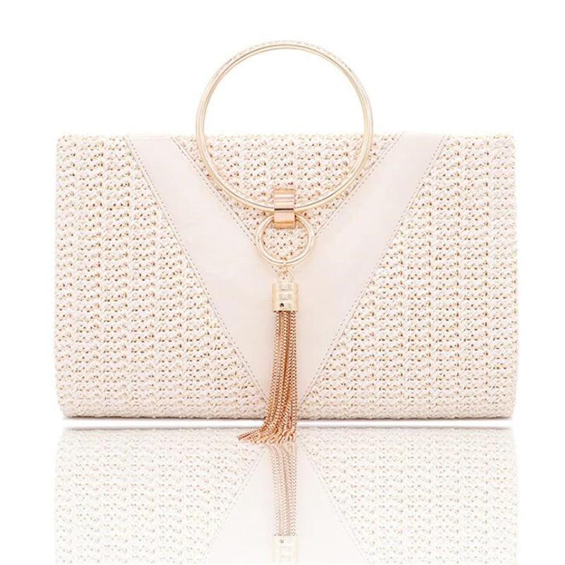Summer Handbag Metal Handle Tassel Shoulder Bag Chain Crossbody Purse