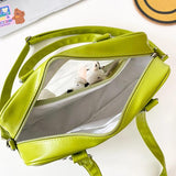 PU Shoulder Bag Handbag Messenger Bag with Zipper for School Commute