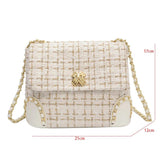 Plaid Woolen Handbag Purse Ladies Shoulder Bag Chain Crossbody