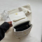 Plaid Woolen Handbag Purse Ladies Shoulder Bag Chain Crossbody