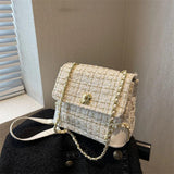 Plaid Woolen Handbag Purse Ladies Shoulder Bag Chain Crossbody