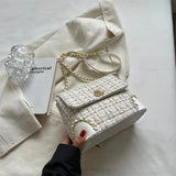 Plaid Woolen Handbag Purse Ladies Shoulder Bag Chain Crossbody