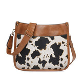 Leopard Guitar Strap Crossbody Purse Zipper Pockets Handbag for Ladies