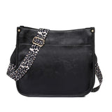 Leopard Guitar Strap Crossbody Purse Zipper Pockets Handbag for Ladies