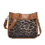 Leopard Guitar Strap Crossbody Purse Zipper Pockets Handbag for Ladies