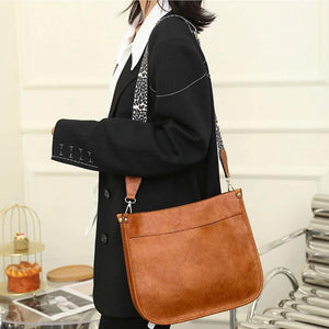 Leopard Guitar Strap Crossbody Purse Zipper Pockets Handbag for Ladies