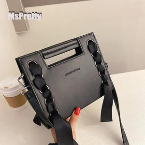 MsPretty Tote Shoulder Chain Bags For Women PU Leather Crossbody Bag