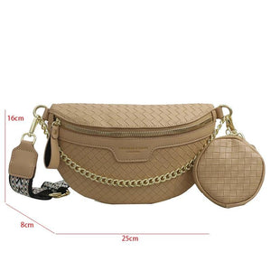 Plaid Leather Waist Bag Crossbody Set Handbag