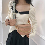 Plaid Leather Waist Bag Crossbody Set Handbag