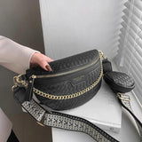 Plaid Leather Waist Bag Crossbody Set Handbag