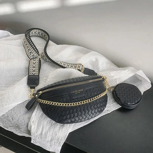 Plaid Leather Waist Bag Crossbody Set Handbag