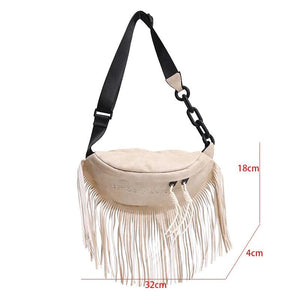 Tassel Pu Leather Crossbody Chest Bag Big Banana Belt Bag