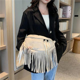 Tassel Pu Leather Crossbody Chest Bag Big Banana Belt Bag